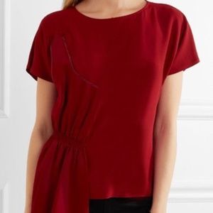 MM6 Maison Margiela | Asymmetric crepe and smocked satin top